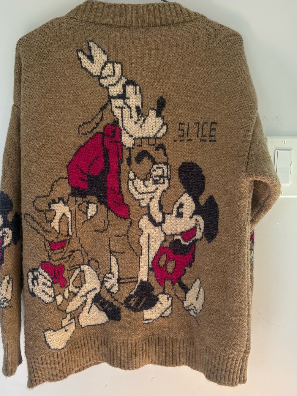 Vintage Disney Character Knit Cardigan Brown Earth Tone Graphic Grandma Core S/M - Picture 9 of 9